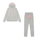 Syna World Graphic Fleece Hoodie Tracksuit Set (Grey / Pink)