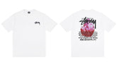 Stussy Pink Crystal International Text Graphic Short Sleeve Tee