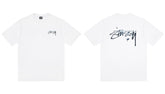Stussy Drip Script Logo Front And Back Short Sleeve Tee