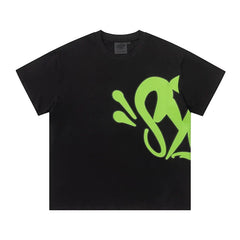 Syna World Urban Streetwear Side-Graphic Tee (Black / Lime Green)