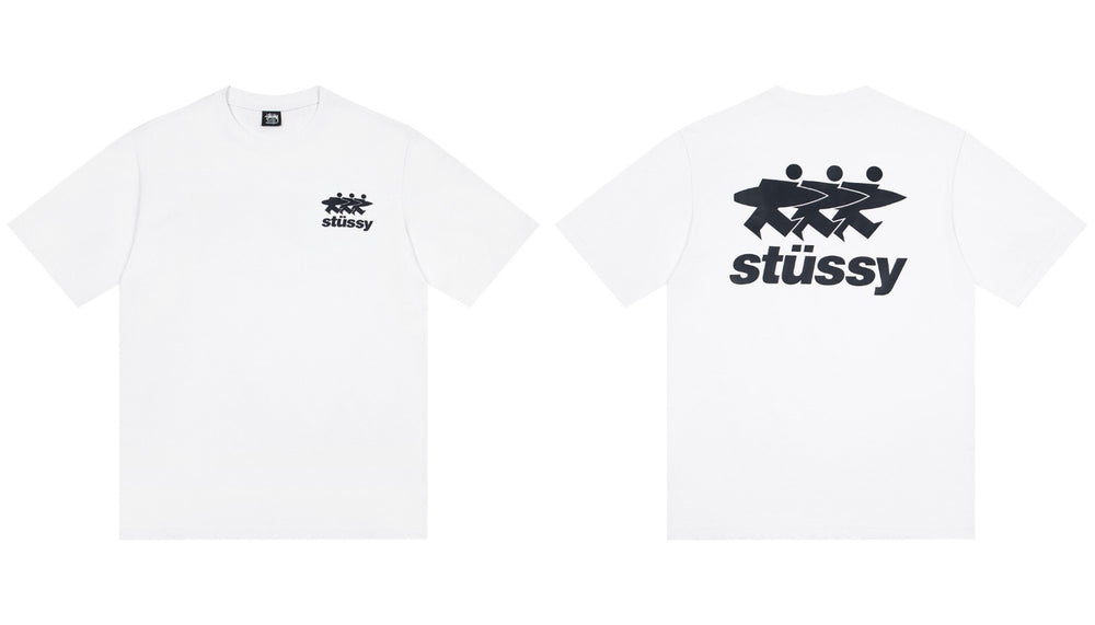 Stussy Surfer Figures Front And Back Graphic Short Sleeve Tee