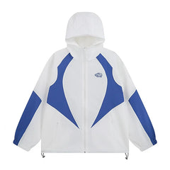 Syna world Color Block Hooded Windbreaker Jacket