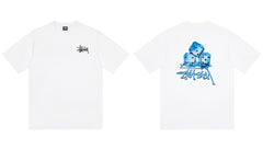Stussy Melting Blue Dice Front And Back Graphic Short Sleeve Tee