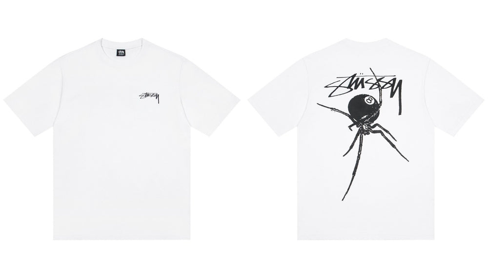 Stussy Spider 8 Ball Front And Back Graphic Short Sleeve Tee