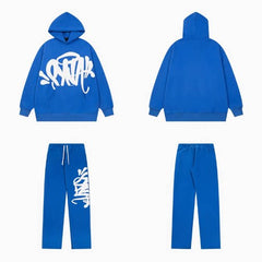 Syna world Graffiti Logo Blue Hoodie And Sweatpants Set