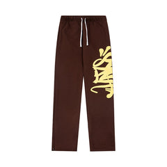 Syna world Drill Graffiti Logo Brown Wide Leg Sweatpants