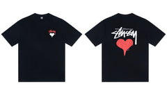 Stussy Dripping Heart Front And Back Graphic Short Sleeve Tee