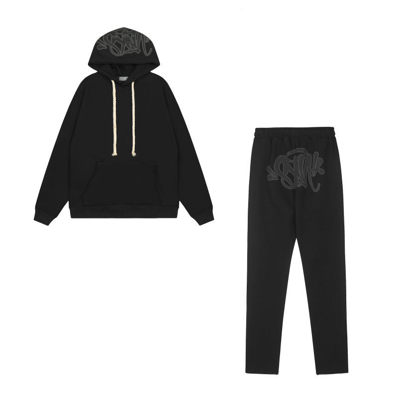 Syna World Graphic Fleece Hoodie Tracksuit Set (Black)