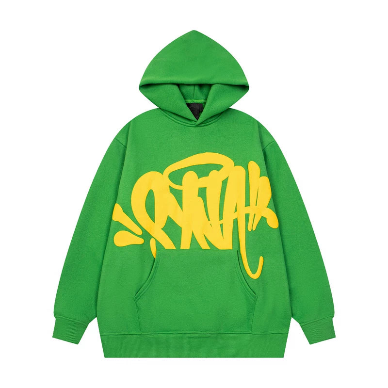 Syna world Drill Graffiti Logo Green Pullover Hoodie