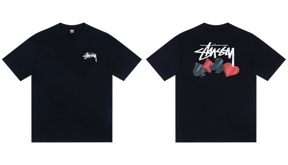 Stussy Playing Card Suits Front And Back Graphic Short Sleeve Tee