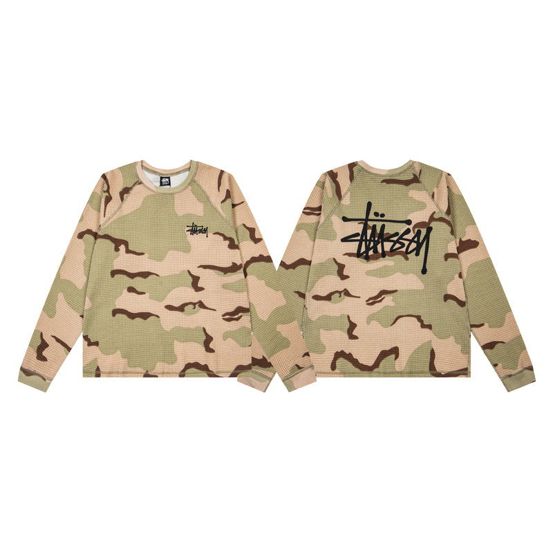 Stussy Camo Signature Script Waffle Knit Long Sleeve Tee