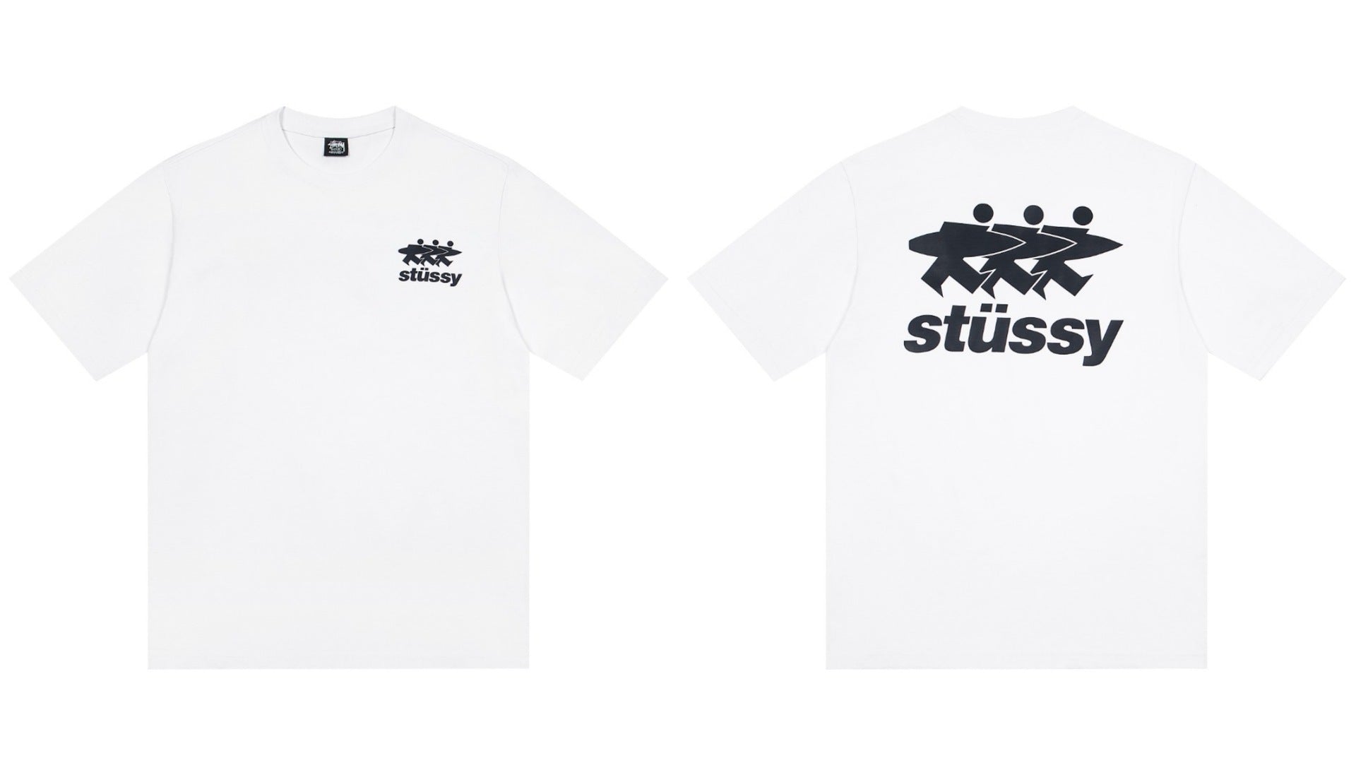Stussy Surfer Figures Front And Back Graphic Short Sleeve Tee