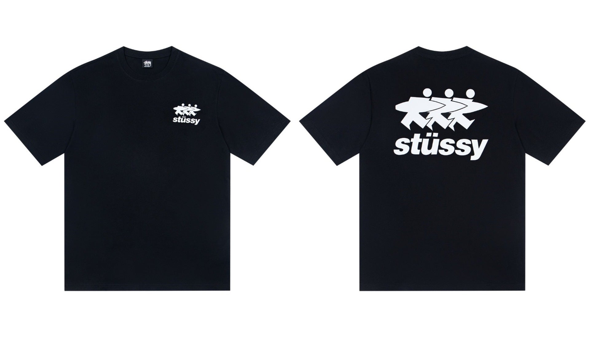 Stussy Surfer Figures Front And Back Graphic Short Sleeve Tee