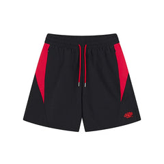 Syna world Black Red Color Block Nylon Athletic Shorts