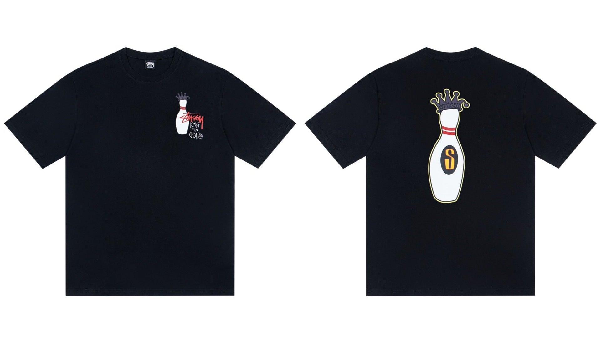 Stussy King Pin Bowling Front And Back Graphic Short Sleeve Tee
