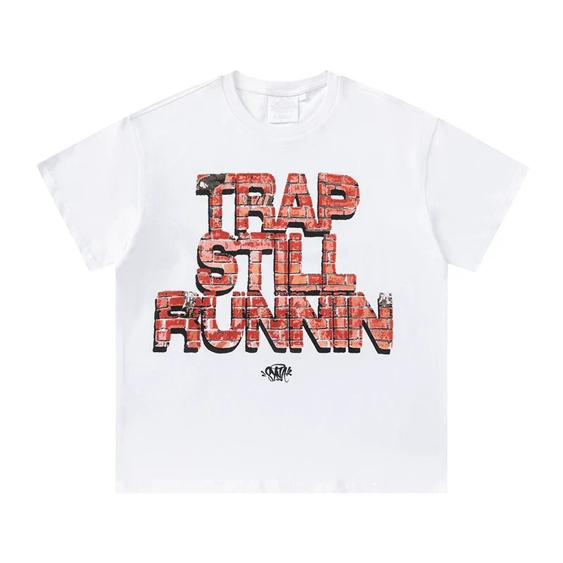 Syna World Vintage Oversized Statement Graphic Tee (White / Red Brick)