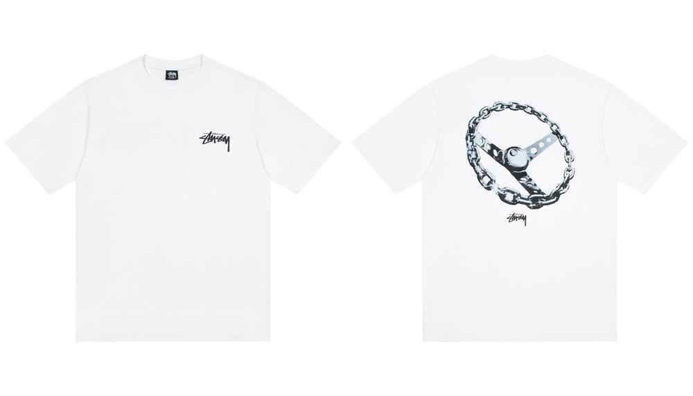 Stussy Chain Steering Wheel Front And Back Graphic Short Sleeve Tee