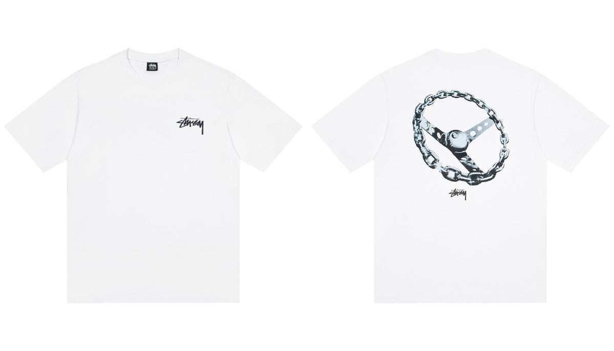Stussy Chain Steering Wheel Front And Back Graphic Short Sleeve Tee