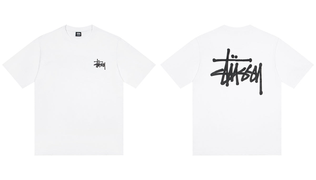 Stussy Front And Back Signature Script Short Sleeve Tee