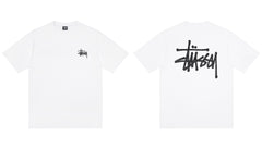 Stussy Front And Back Signature Script Short Sleeve Tee