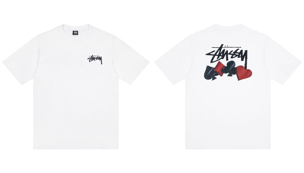 Stussy Playing Card Suits Front And Back Graphic Short Sleeve Tee