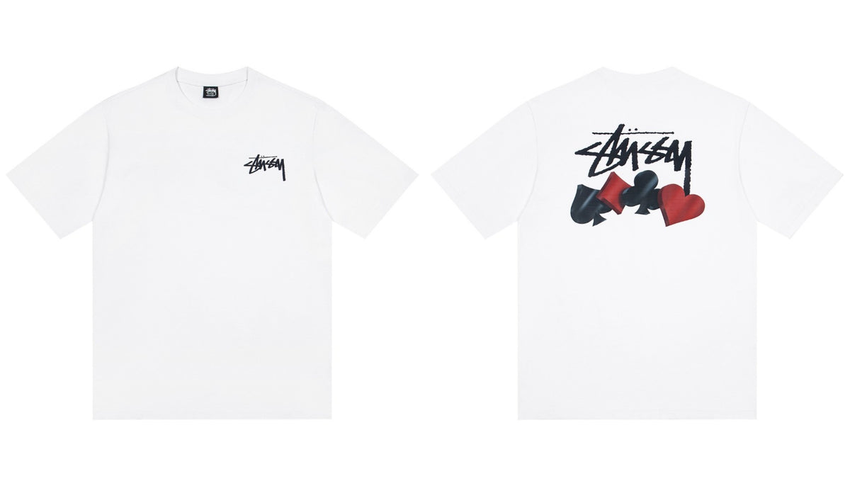 Stussy Playing Card Suits Front And Back Graphic Short Sleeve Tee