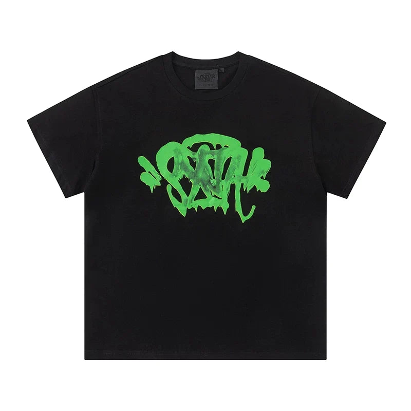 Syna World Vintage Oversized Graffiti Tag Graphic Tee (Black / Green)