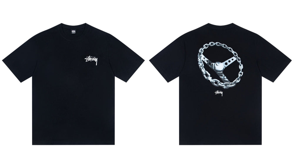 Stussy Chain Steering Wheel Front And Back Graphic Short Sleeve Tee