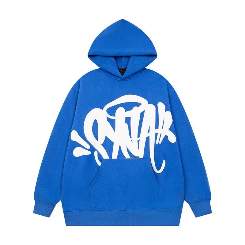 Syna world Drill Graffiti Logo Blue Pullover Hoodie