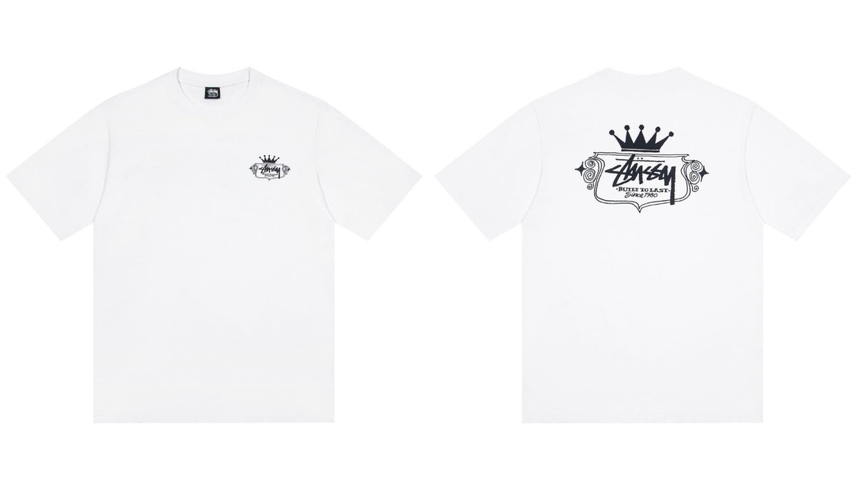 Stussy Crown Built To Last Front And Back Graphic Short Sleeve Tee