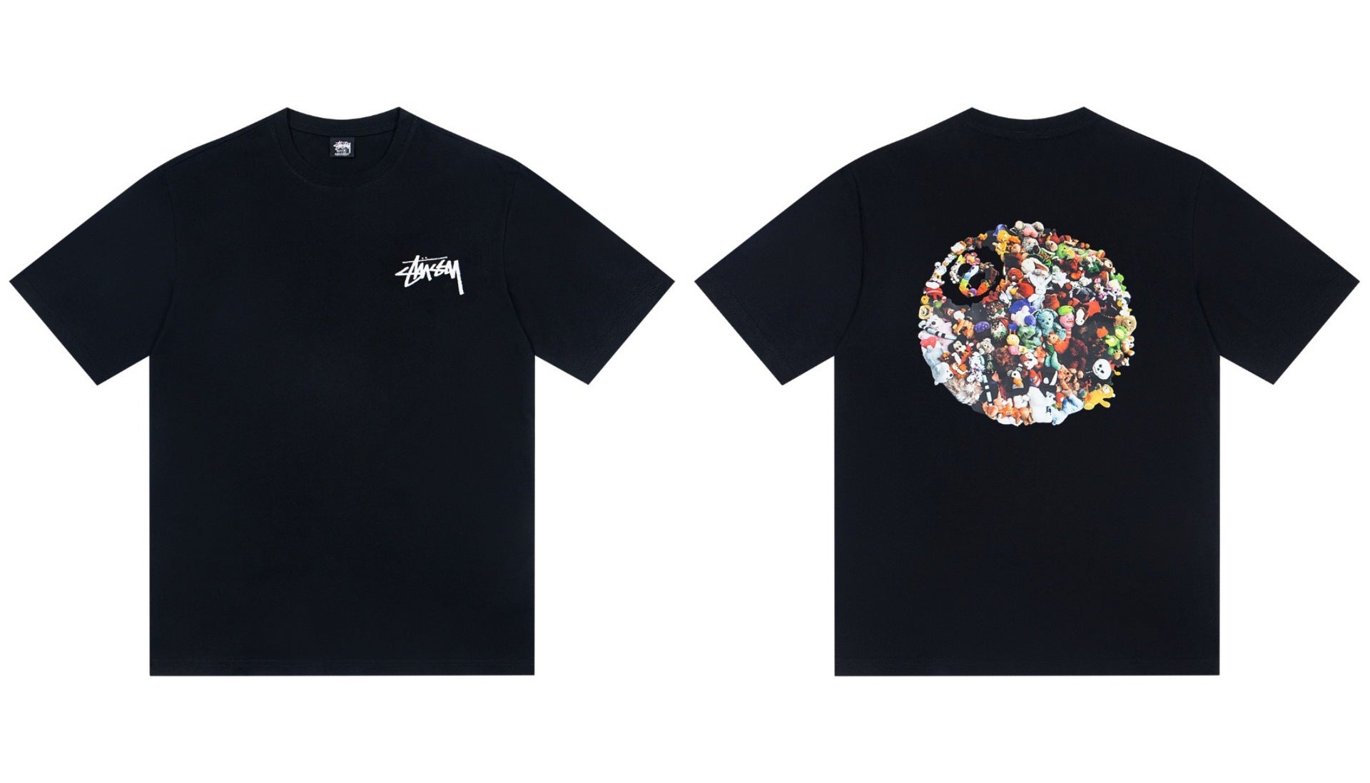 Stussy Plush Doll Circle Graphic Front And Back Short Sleeve Tee