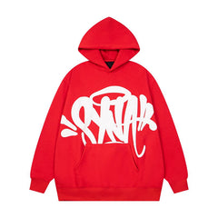 Syna world Drill Graffiti Logo Red Pullover Hoodie