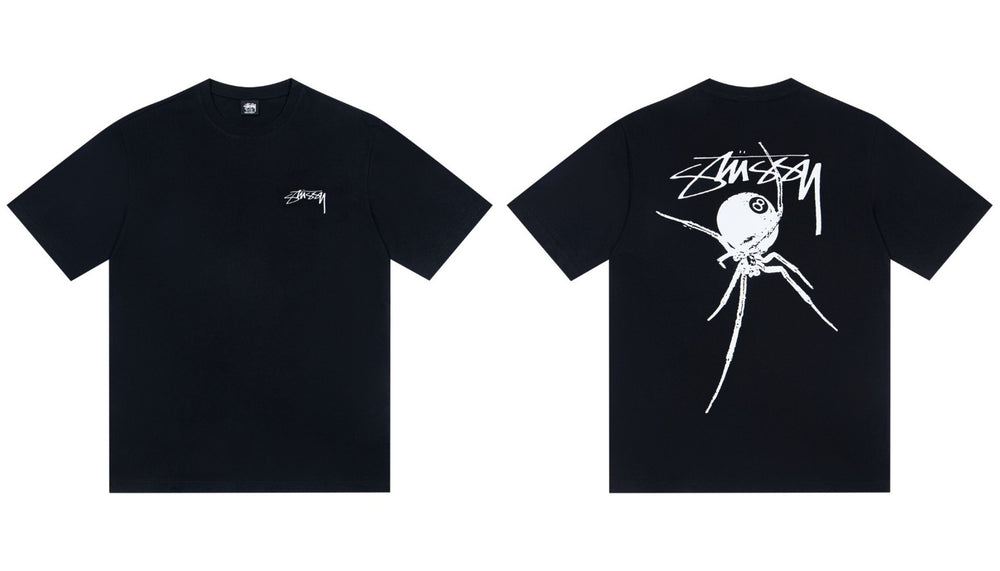 Stussy Spider 8 Ball Front And Back Graphic Short Sleeve Tee