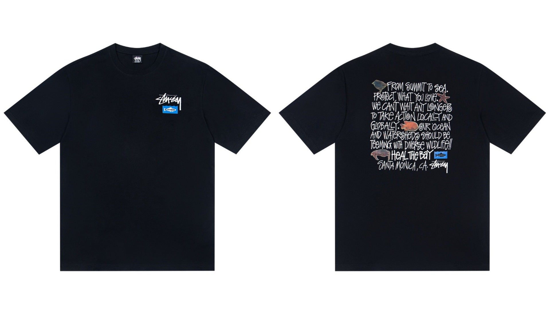 Stussy Heal The Bay Front And Back Graphic Short Sleeve Tee