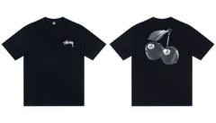 Stussy 8 Ball Cherry Front And Back Graphic Short Sleeve Tee