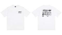 Stussy Multi Label Text Logo Front And Back Graphic Short Sleeve Tee
