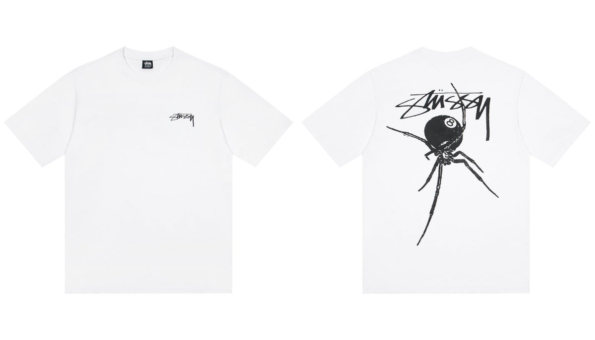 Stussy Spider 8 Ball Front And Back Graphic Short Sleeve Tee
