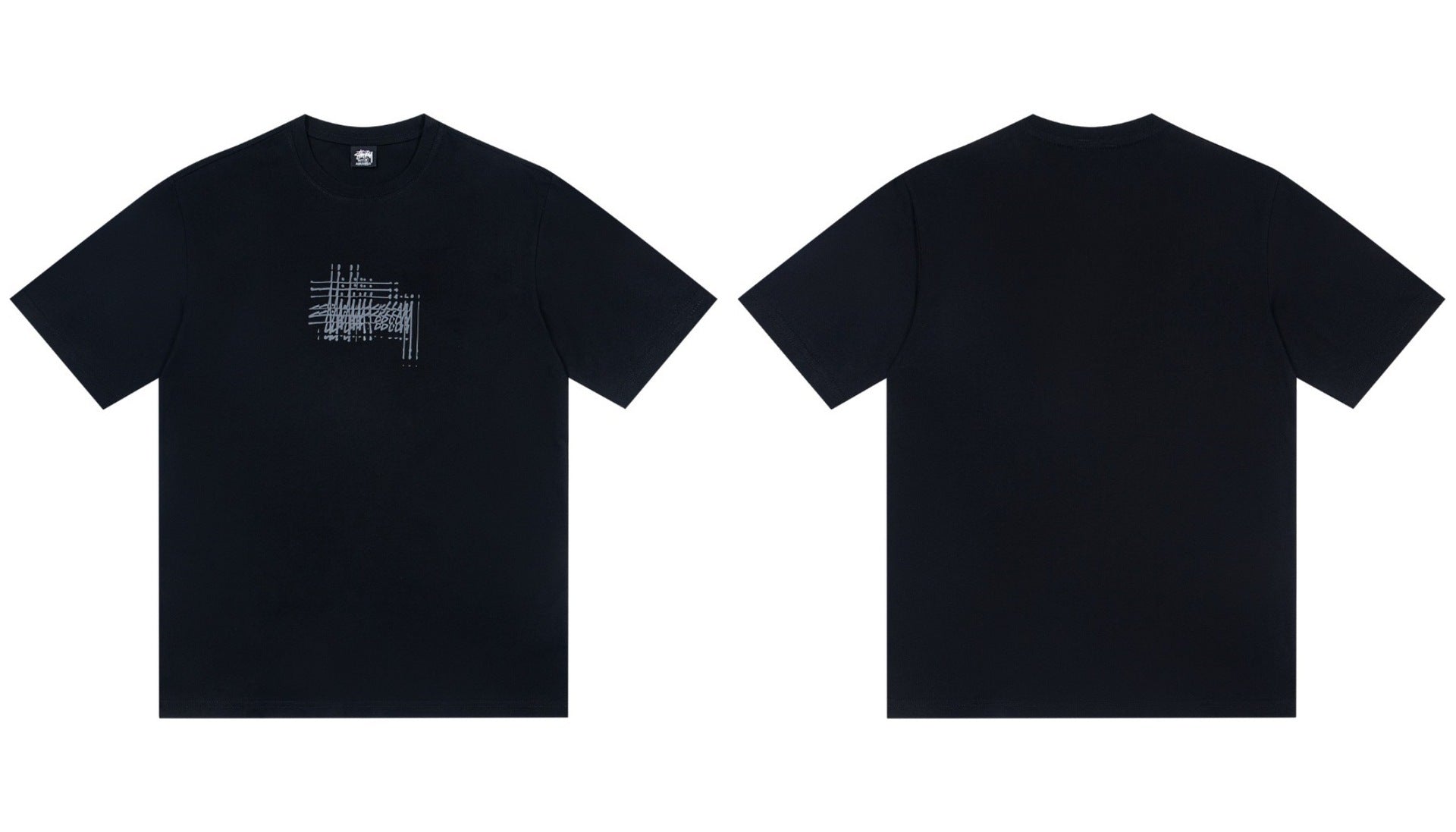 Stussy Stacked Lines Script Chest Graphic Short Sleeve Tee