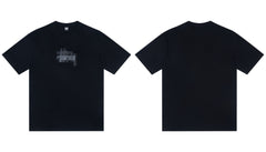 Stussy Stacked Lines Script Chest Graphic Short Sleeve Tee
