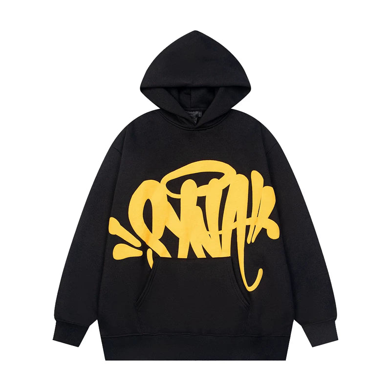 Syna world Drill Graffiti Logo Black Pullover Hoodie