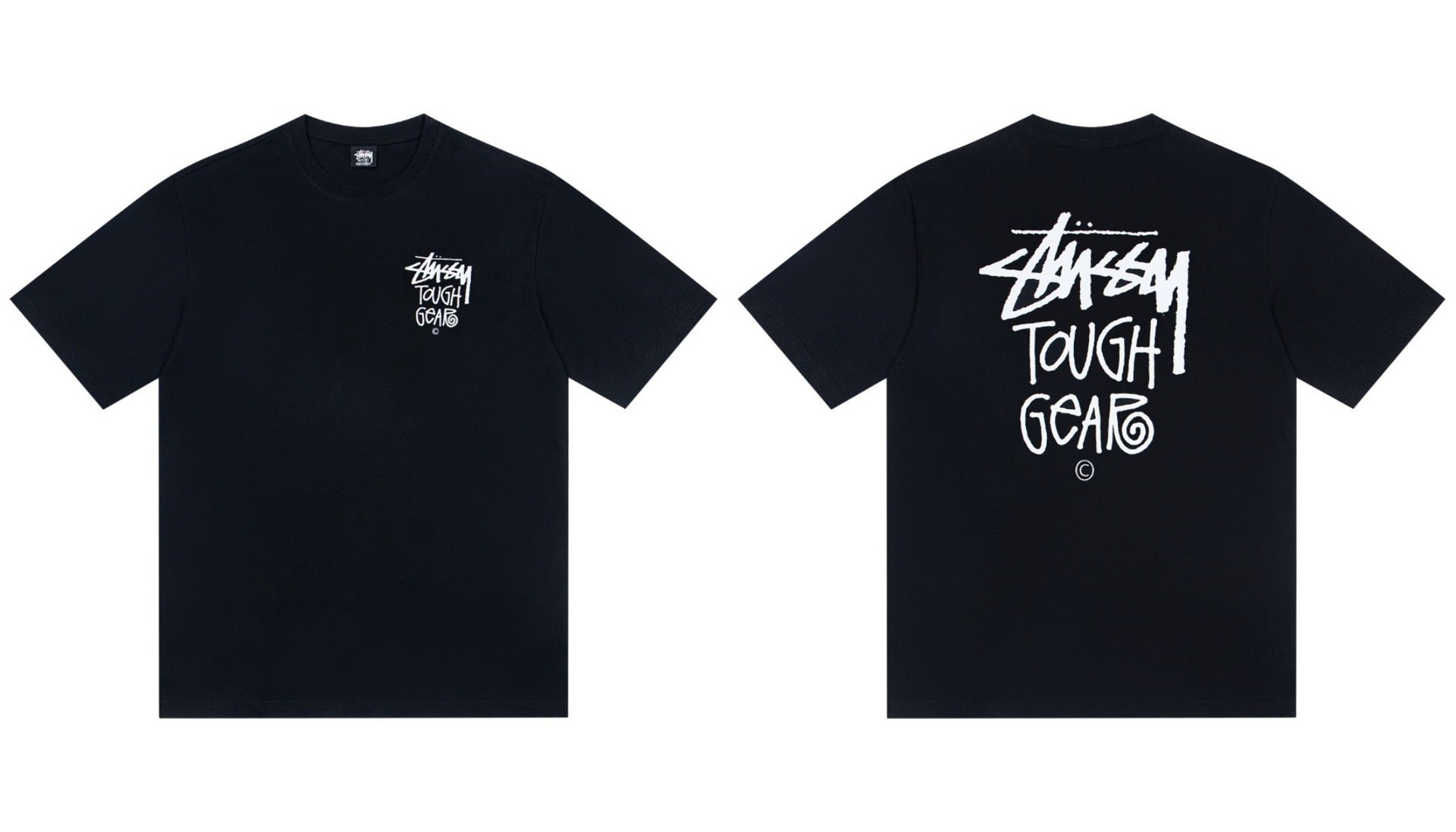 Stussy Tough Gear Front And Back Text Graphic Short Sleeve Tee