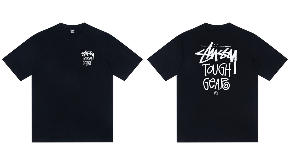 Stussy Tough Gear Front And Back Text Graphic Short Sleeve Tee