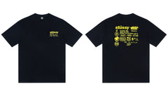 Stussy Multi Label Text Logo Front And Back Graphic Short Sleeve Tee
