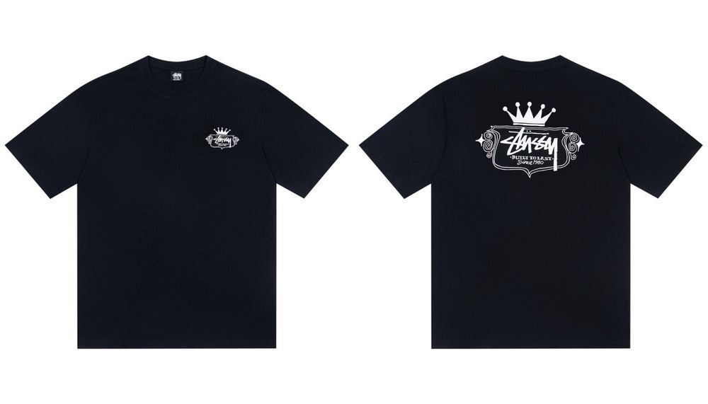 Stussy Crown Built To Last Front And Back Graphic Short Sleeve Tee