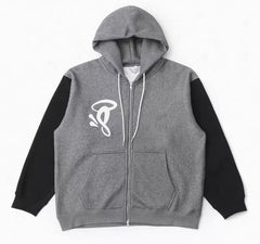 Syna world Contrast Sleeve Graphic Zip Up Hoodie