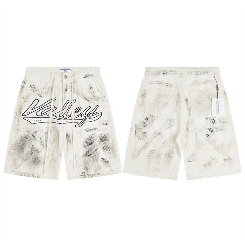 Vale Forever Off White Vintage Graffiti Denim Shorts