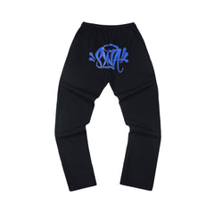 Syna world Drill Graffiti Logo Black Wide Leg Sweatpants